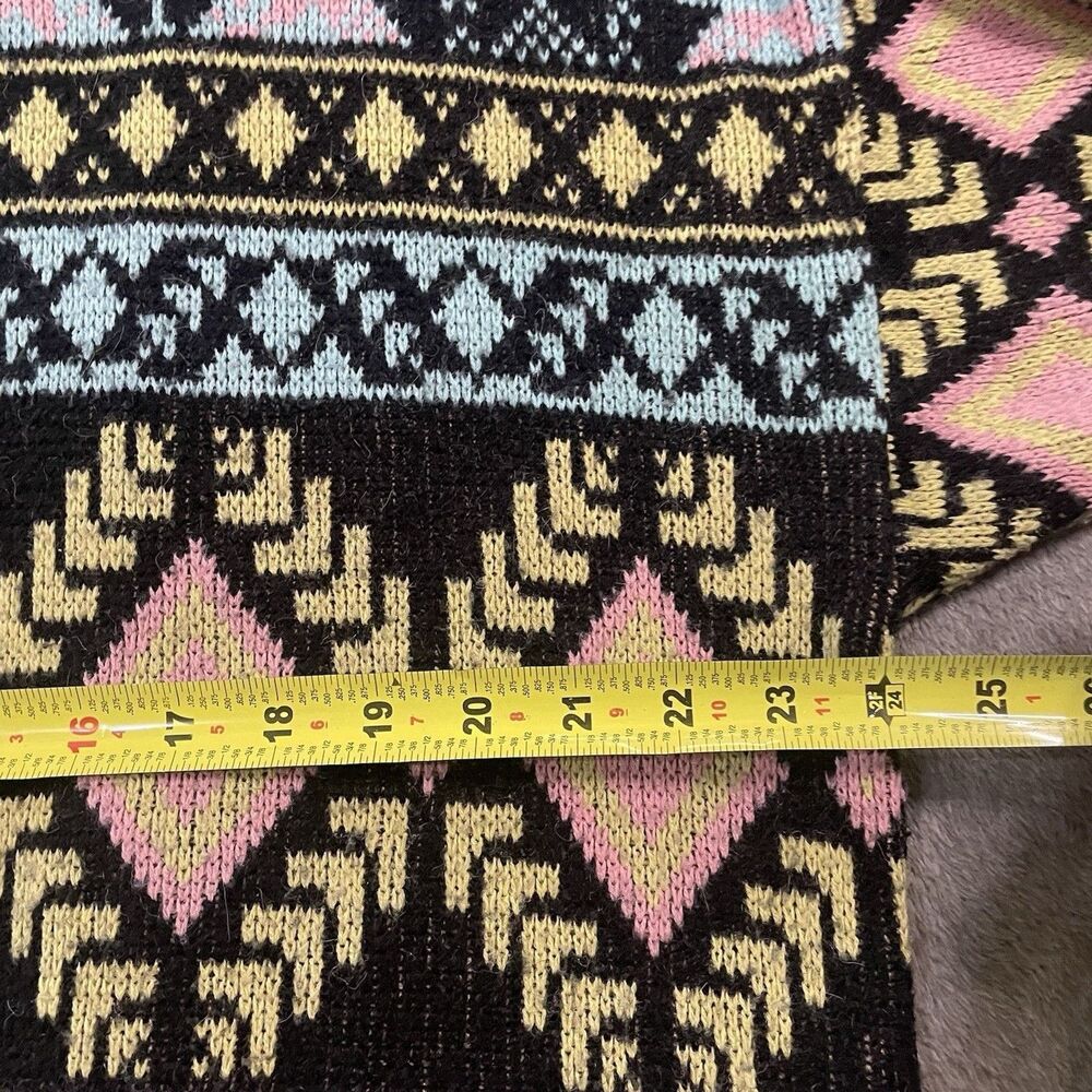 80s 90s Sweater Size L/XL New Wave Fair Isle Blue Bird Fuzzy Crewneck Pastel - Picture 6 of 9